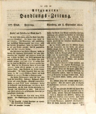 Allgemeine Handlungs-Zeitung Freitag 8. September 1815