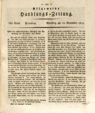 Allgemeine Handlungs-Zeitung Dienstag 12. September 1815