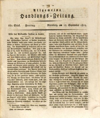 Allgemeine Handlungs-Zeitung Freitag 15. September 1815