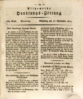 Allgemeine Handlungs-Zeitung Sonntag 17. September 1815