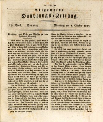 Allgemeine Handlungs-Zeitung Sonntag 1. Oktober 1815