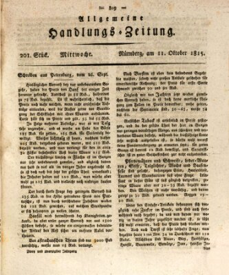 Allgemeine Handlungs-Zeitung Mittwoch 11. Oktober 1815