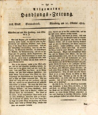 Allgemeine Handlungs-Zeitung Samstag 21. Oktober 1815