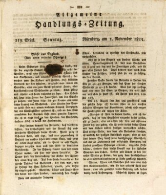 Allgemeine Handlungs-Zeitung Sonntag 5. November 1815