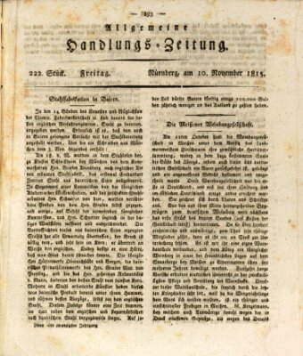 Allgemeine Handlungs-Zeitung Freitag 10. November 1815