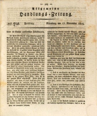 Allgemeine Handlungs-Zeitung Freitag 17. November 1815