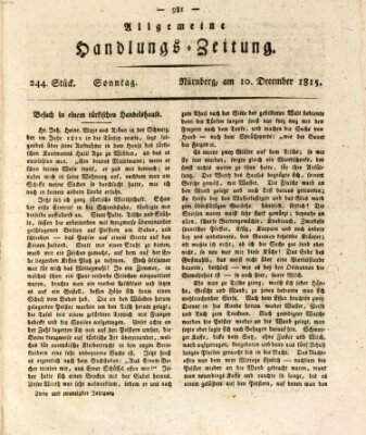 Allgemeine Handlungs-Zeitung Sonntag 10. Dezember 1815