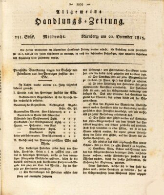 Allgemeine Handlungs-Zeitung Mittwoch 20. Dezember 1815