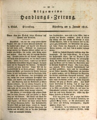 Allgemeine Handlungs-Zeitung Dienstag 9. Januar 1816