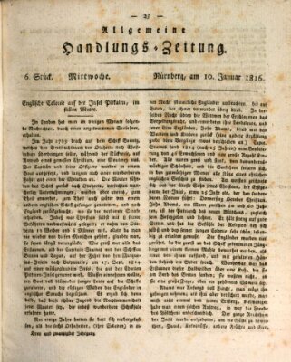 Allgemeine Handlungs-Zeitung Mittwoch 10. Januar 1816