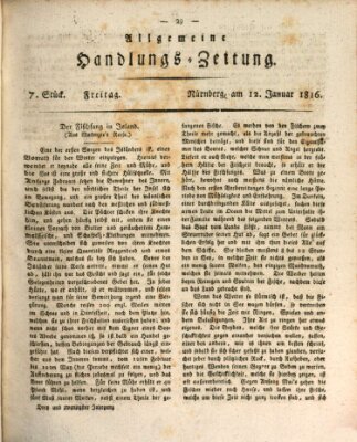 Allgemeine Handlungs-Zeitung Freitag 12. Januar 1816