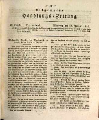 Allgemeine Handlungs-Zeitung Samstag 27. Januar 1816