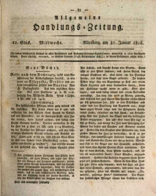 Allgemeine Handlungs-Zeitung Mittwoch 31. Januar 1816