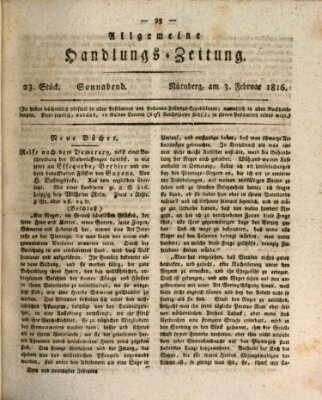 Allgemeine Handlungs-Zeitung Samstag 3. Februar 1816