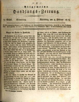 Allgemeine Handlungs-Zeitung Sonntag 4. Februar 1816