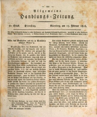 Allgemeine Handlungs-Zeitung Dienstag 13. Februar 1816