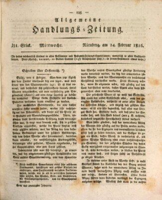 Allgemeine Handlungs-Zeitung Mittwoch 14. Februar 1816