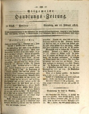 Allgemeine Handlungs-Zeitung Freitag 16. Februar 1816