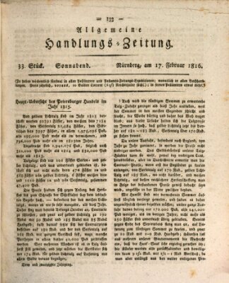 Allgemeine Handlungs-Zeitung Samstag 17. Februar 1816