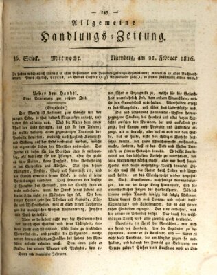 Allgemeine Handlungs-Zeitung Mittwoch 21. Februar 1816