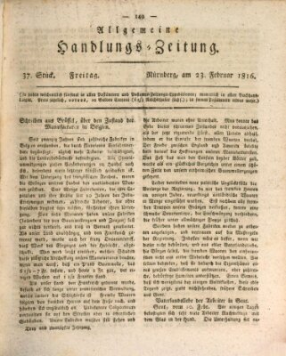 Allgemeine Handlungs-Zeitung Freitag 23. Februar 1816