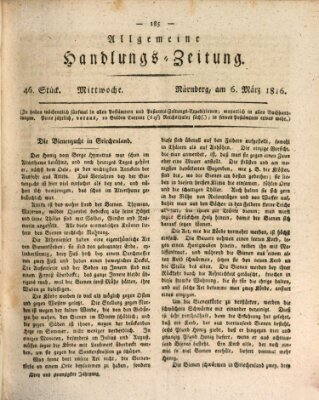 Allgemeine Handlungs-Zeitung Mittwoch 6. März 1816