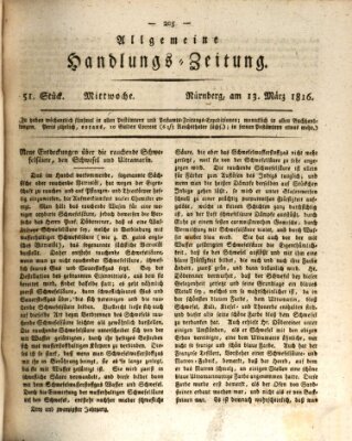 Allgemeine Handlungs-Zeitung Mittwoch 13. März 1816