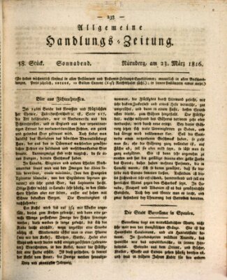 Allgemeine Handlungs-Zeitung Samstag 23. März 1816