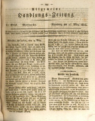 Allgemeine Handlungs-Zeitung Mittwoch 27. März 1816