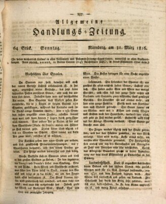 Allgemeine Handlungs-Zeitung Sonntag 31. März 1816