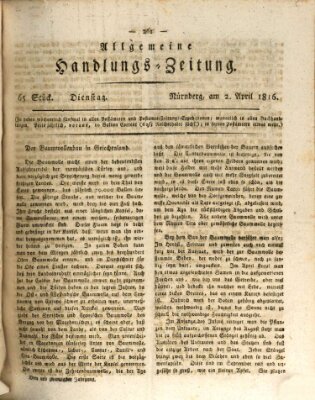 Allgemeine Handlungs-Zeitung Dienstag 2. April 1816