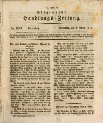 Allgemeine Handlungs-Zeitung Sonntag 7. April 1816