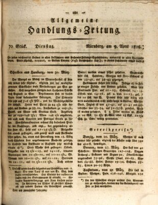 Allgemeine Handlungs-Zeitung Dienstag 9. April 1816