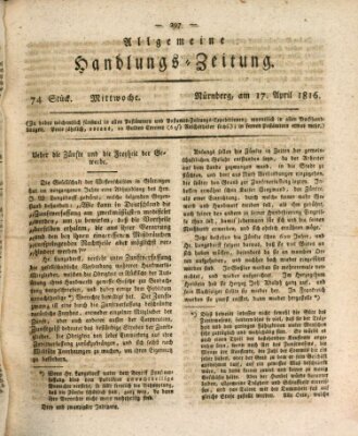 Allgemeine Handlungs-Zeitung Mittwoch 17. April 1816