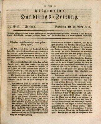 Allgemeine Handlungs-Zeitung Freitag 19. April 1816