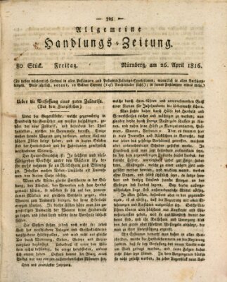 Allgemeine Handlungs-Zeitung Freitag 26. April 1816