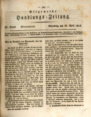 Allgemeine Handlungs-Zeitung Samstag 27. April 1816