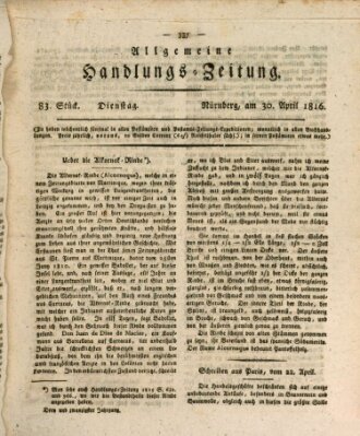 Allgemeine Handlungs-Zeitung Dienstag 30. April 1816