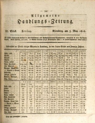 Allgemeine Handlungs-Zeitung Freitag 3. Mai 1816