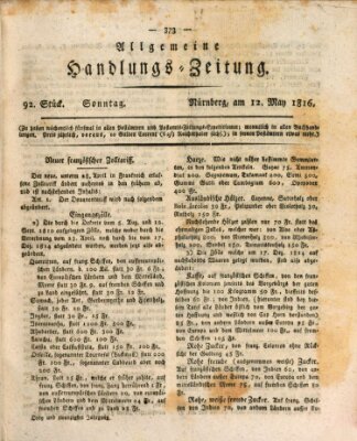 Allgemeine Handlungs-Zeitung Sonntag 12. Mai 1816