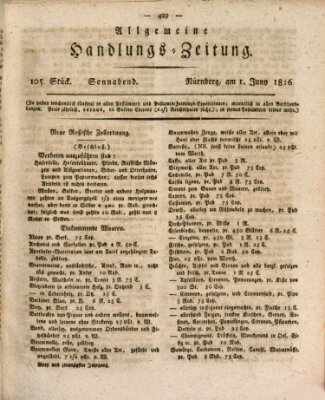 Allgemeine Handlungs-Zeitung Samstag 1. Juni 1816