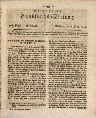 Allgemeine Handlungs-Zeitung Sonntag 2. Juni 1816