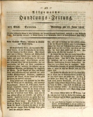 Allgemeine Handlungs-Zeitung Sonntag 16. Juni 1816