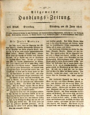 Allgemeine Handlungs-Zeitung Dienstag 18. Juni 1816