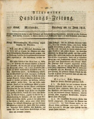 Allgemeine Handlungs-Zeitung Mittwoch 19. Juni 1816