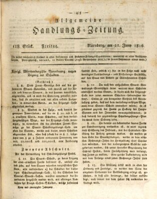 Allgemeine Handlungs-Zeitung Freitag 21. Juni 1816