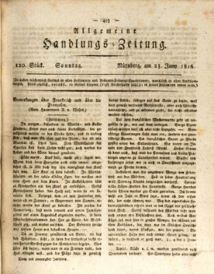 Allgemeine Handlungs-Zeitung Sonntag 23. Juni 1816