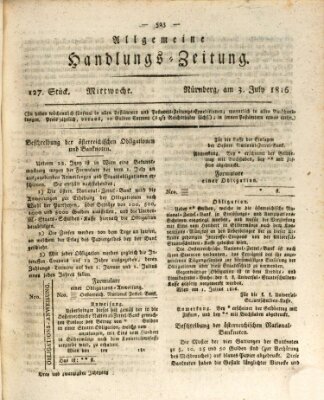 Allgemeine Handlungs-Zeitung Mittwoch 3. Juli 1816