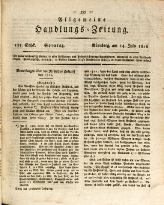 Allgemeine Handlungs-Zeitung Sonntag 14. Juli 1816