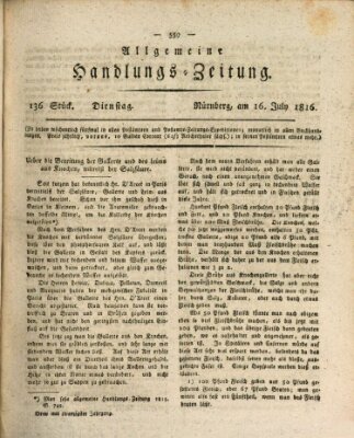 Allgemeine Handlungs-Zeitung Dienstag 16. Juli 1816